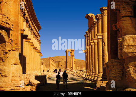 Ruins of the old Greco Roman city of Palmyra. Syria, Middle East Stock Photo
