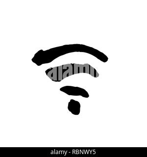 WIFI grunge icon. Vector handdrawn ink brush illustration. Stock Vector