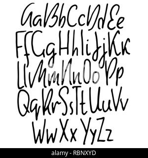 Vector hand-drawn simple fun lettering alphabet. Capitals and digits only.  Doodle calligraphy typeset Stock Vector Image & Art - Alamy