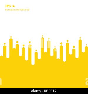 Abstract yellow geometric hexagons lines halftone transition on white background. The way competition forward. Vector Illustration Stock Vector