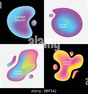 Set of vivid fluids compositions banners background. colorful liquid shape made of different simple shapes for your graphic and web design. Vector ill Stock Vector