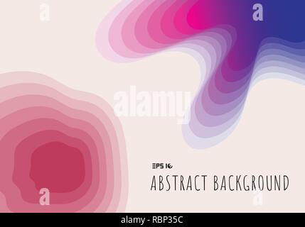 Abstract topography 3D paper cut geometric with gradient on blue and pink background and texture. Flowing liquid illustration for website, banner, pri Stock Vector
