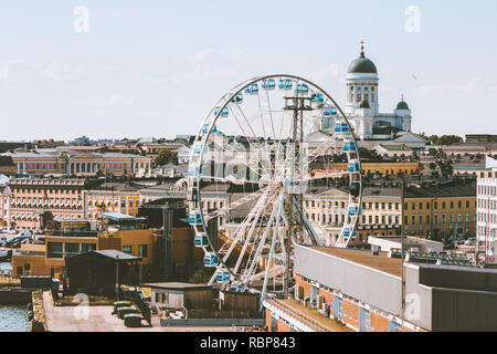 Helsinki city aerial view touristic central popular landmarks cityscape in Finland Europe travel Stock Photo