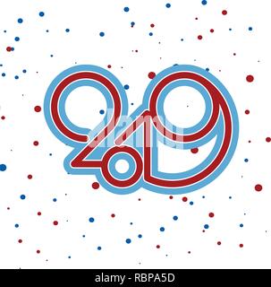 2019 logo new year vector on white background. Lettering for print web greeting card and posters Stock Vector