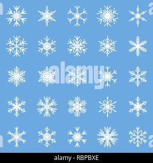 Set of different winter snowflakes blue white Stock Vector