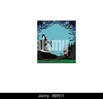 Grim reaper illustration card Stock Vector