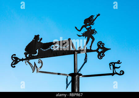 Weather vane in the shape of a tribute to 'Holy Willie's Prayer' a poem by the famous Scottish Bard, Robert Burns, Alloway Burns Museum, Ayr, Scotland Stock Photo