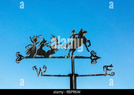 Weather vane at the Robert Burns museum, Alloway, Ayr, Scotland representing an episode in the poem 'Tam O'Shanter' by the Robert Burns, poet Stock Photo