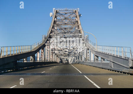 Driving on Richmond - San Rafael bridge (John F. McCarthy Memorial Bridge) on a sunny day, San Francisco bay, California Stock Photo