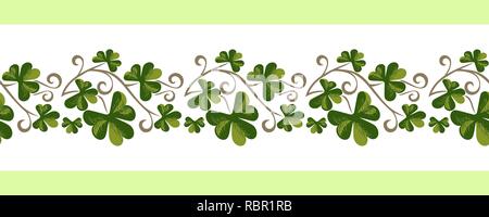 Shamrock pattern seamless border. Stock Vector