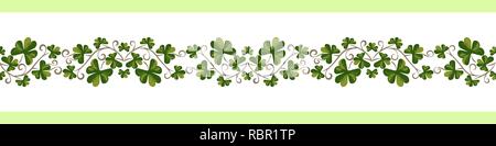 Shamrock pattern seamless border. Stock Vector