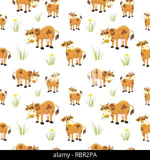 Quirky cows seamless pattern. Stock Vector