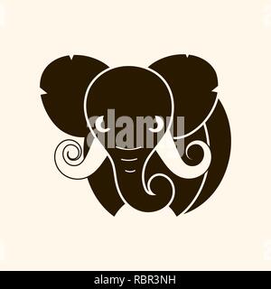 African Safari Elephant Logo - Vector Illustration, Emblem Design Stock Vector