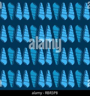 Sea Shells Vector Monochrome Seamless Pattern Texture Stock Vector