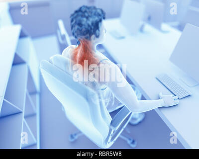 Illustration of an office worker's painful muscles. Stock Photo