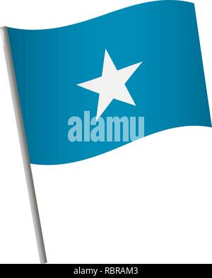 Somalia flag icon. National flag of Somalia on a pole vector illustration. Stock Vector