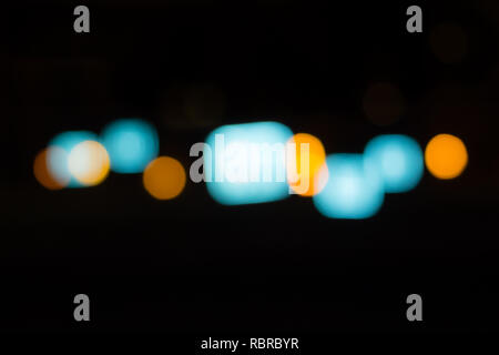 Blue Yellow White bokeh. blurred lights for abstract color background Stock Photo