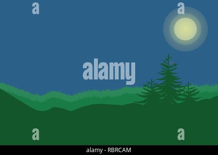 Nature landscape in flat style. Vector landscape. Mountains. Vector illustration. Stock Vector