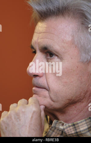 Warsaw, Mazovia / Poland - 2006/09/10: John Winslow Irving - American writer, literate, novelist and screenplay writer in a press meeting with media Stock Photo