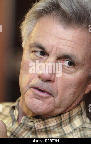 Warsaw, Mazovia / Poland - 2006/09/10: John Winslow Irving - American writer, literate, novelist and screenplay writer in a press meeting with media Stock Photo