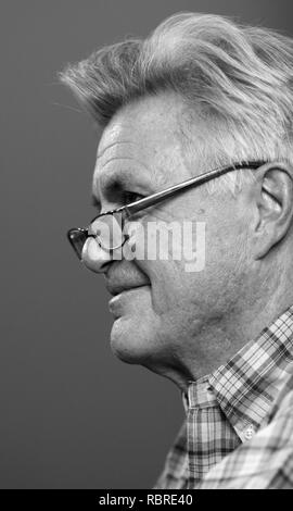 Warsaw, Mazovia / Poland - 2006/09/10: John Winslow Irving - American writer, literate, novelist and screenplay writer in a press meeting with media Stock Photo