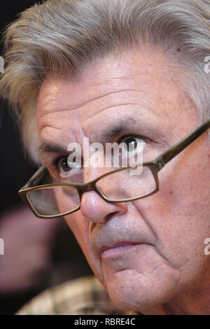 Warsaw, Mazovia / Poland - 2006/09/10: John Winslow Irving - American writer, literate, novelist and screenplay writer in a press meeting with media Stock Photo