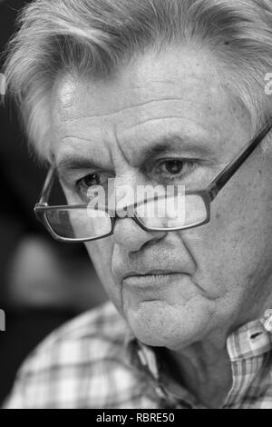 Warsaw, Mazovia / Poland - 2006/09/10: John Winslow Irving - American writer, literate, novelist and screenplay writer in a press meeting with media Stock Photo