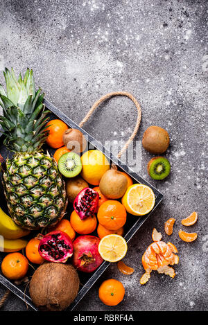 Assortment of fresh tropical fruits Stock Photo