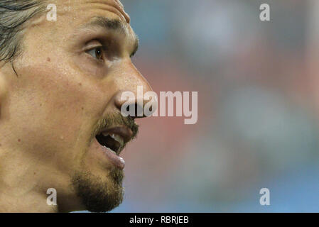 Zlatan Ibrahimovic (#9) during 2018 MLS Regular Season match between Toronto FC (Canada) and  LA Galaxy (USA) at BMO Field  (Toronto FC win, score 5:3). Stock Photo