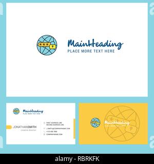 Protected internet Logo design with Tagline & Front and Back Busienss Card Template. Vector Creative Design Stock Vector