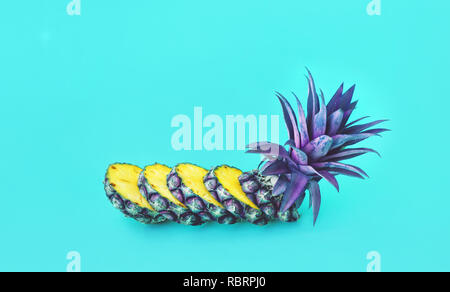 Exotic of pineapple slice on pastel color background.fruit refreshment and summer concept idea Stock Photo