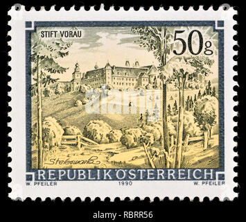 Austrian postage stamp (1990) : Monasteries and Abbeys series: Stift Vorau / Augustinian monastery Vorau Stock Photo