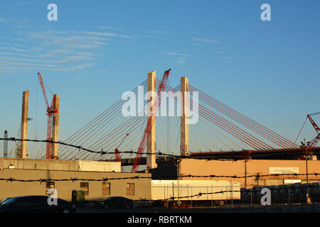 Kosciuszko Bridge on the BQE Between Queens and Brooklyn Shot from Greenpoint, Brooklyn Stock Photo