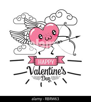 heart with wings and arrow to valentines day Stock Vector