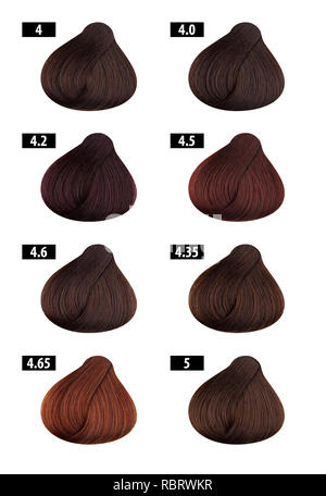 Haircolor and Hair dye, colours chart, colour numbers 1 Stock Photo - Alamy
