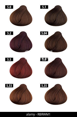 Haircolor and Hair dye, colours chart, colour numbers 1 Stock Photo - Alamy