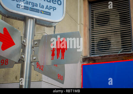 SANTIAGO, CHILE - OCTOBER 16, 2018: Outdoor view of informative sign in Santiago Stock Photo