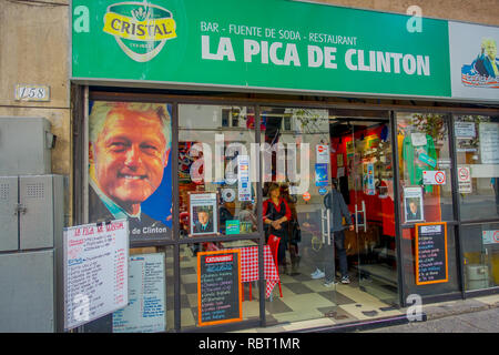 SANTIAGO, CHILE - OCTOBER 16, 2018: Outdoor view of restaurant, la pica of Clinton located in the streets of Santiago, Chile Stock Photo