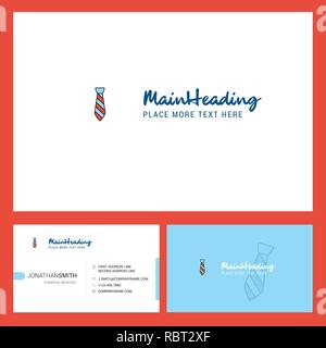 Tie Logo design with Tagline & Front and Back Busienss Card Template. Vector Creative Design Stock Vector