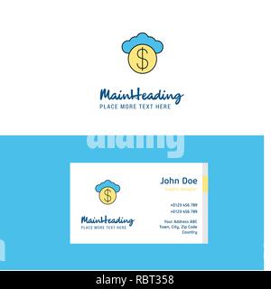 Flat Cloud dollar  Logo and Visiting Card Template. Busienss Concept Logo Design Stock Vector
