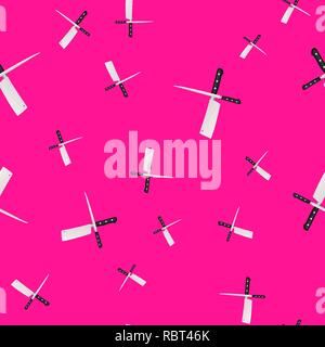 Seamless pattern of kitchen knives on a colored background. Vector illustration in 3d style Stock Vector