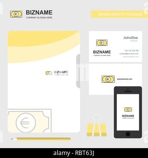 Euro Business Logo, File Cover Visiting Card and Mobile App Design. Vector Illustration Stock Vector