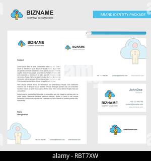Cloud network Business Letterhead, Envelope and visiting Card Design vector template Stock Vector