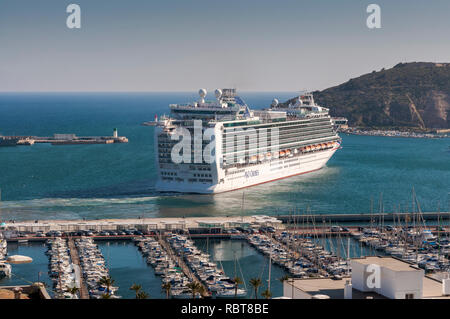 CARTAGENA, SPAIN – APRIL 12, 2017: Cruise leaving the port of Cartagena, in the province of Murcia, Spain Stock Photo