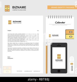 Cupboard Business Letterhead, Calendar 2019 and Mobile app design vector template Stock Vector