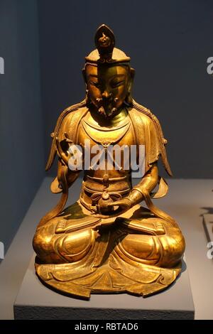 A Mongolian teacher of Buddhism, Mongolia, c. 18th-19th century AD, bronze - Linden-Museum - Stuttgart, Germany - DSC03641. Stock Photo
