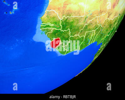 Sierra Leone. Highly detailed 3D rendering of shaded relief map with ...