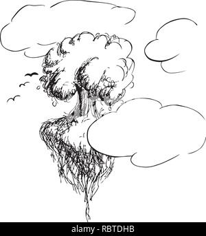 Sketch of a tree in clouds by jziprian Stock Vector
