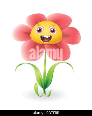 Cute flower character - vector illustration isolated on white background Stock Vector
