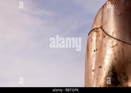 Rusted steel plates joined with rivets Stock Photo